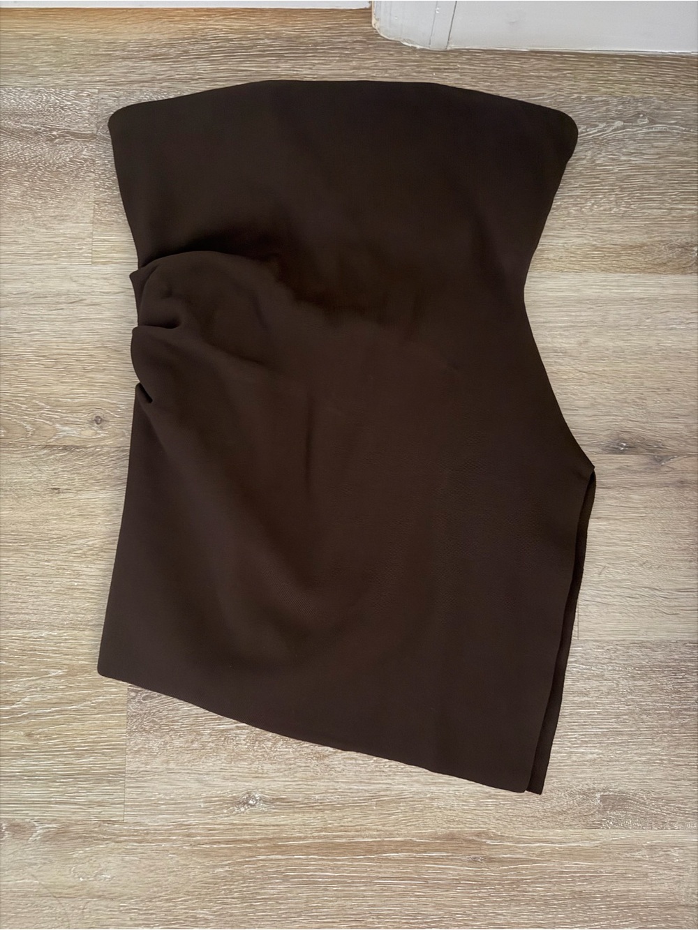 DISSH Dark Brown Strapless Asymmetric Top